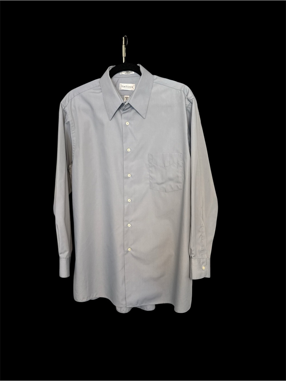 Van Heusen Light Gray/Blue Long-Sleeve Dress Shirt